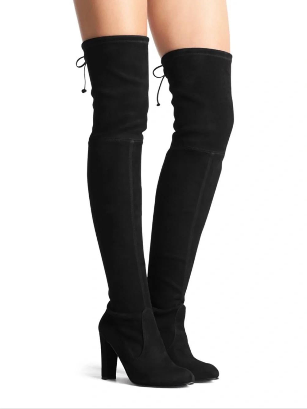 Stuart Weitzman Highland Over The Knee Suede Heel Boot Black size 7 M
